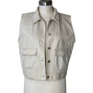 Algonquin cream button down collared cotton field vest size L